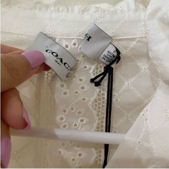 NWT COACH eyelet blouse snap button size 0 Retailed for $450 - Picture 8 of 8